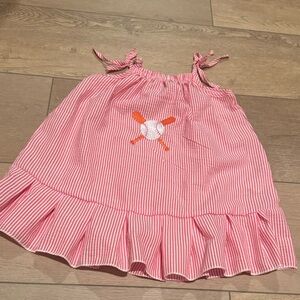 Pink Striped Dress with Ruffle Hem